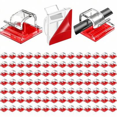 100 Piezas organizador de cables escritorio,Clips Organizador de Cables Autoadhesivo,Grapas para cable,Cable organizer,Hacer que la habitación parezca más limpia (Transparente)