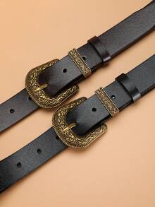 2pcs Women's 2.8cm Wide PU Leather Belt, Elegant Fashion Luxury Classic Versatile, Suitable For Dresses, Casual Pants