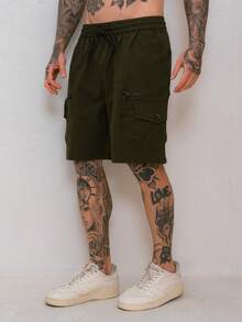 Men's Bermuda Shorts Summer Regular Fit Pocket Drawstring Beach Going Out Night Out Weekend Casual Holiday Sports Cycling Daily Baby Moon Garden Photoshoot Birthday Formal & Evening - màu xanh lá - Xem 2