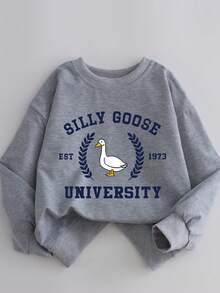 女童可爱鸭子童趣圆领长袖毛衣套头衫秋冬款女童冬装