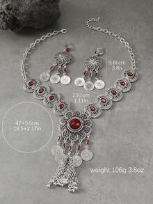 Women's Charming Exotic Palace Retro Mixed Color Versatile Necklace Earrings Jewelry Set, Suitable For Banquet, Evening Party, Travel Outfit Accessories, Gift