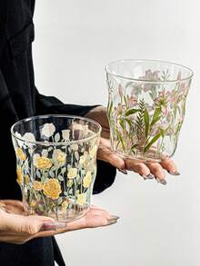 1 buah Cangkir Kaca Motif Bunga Lonceng Ungu Gaya Vintage, Set Cangkir Air Tahan Panas Kelas Atas, Untuk Penggunaan di Rumah, Cocok untuk Wanita, Kopi & Teh Bunga - MultiWarna - View 10