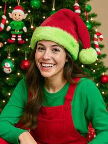 红绿毛绒帽子和精灵怪兽绿色手套，趣味情人节角色扮演服装，个性约会道具，绿色毛绒怪兽手套，服装配饰，多色派对服装套装 - 彩色 - 查看 4