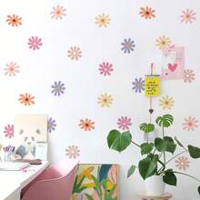 Cartoon Cute Colorful Flower Self-Adhesive Wall Stickers, Girly Style Decor For Kids Room Background - Multicolor - View 7