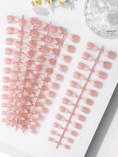 5Pcs/Set (120pcs)Milky White Gradient Nail Polish Strips, Long Stiletto, Short Almond, Short Oval, And Short Square Nail Tips, Multiple Styles Available Press On Nails Nail Supplies Nails(Contain 1pc Jelly Glue And 1pc Nail File)