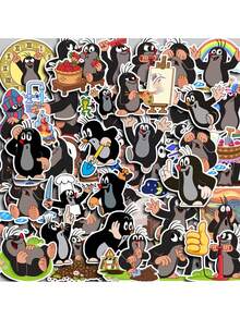 40pcs Cute Mole Cartoon Stickers, Reusable Paper Stickers Suitable For DIY Scrapbooking, Notebooks, Laptops And Computer Decoration - Multifunctional Craft Accessories Containing Funny Food, Animal And Activity Patterns, Fun Stickers, Ideal For Winter And New Year. - Multicolor - View 11