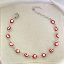 Pulsera de acero inoxidable con ojo malvado para mujeres, pulsera con cadena redonda esmaltada y cuentas de ojo malvado azul, joyería de playa de verano, regalo 2024 (número aleatorio de ojos)