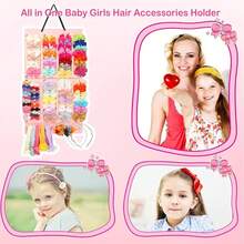 Soporte para lazos para el pelo, organizador de diadema de gran capacidad, colgante de pared, Clip para el pelo, colgador de almacenamiento, ahorro de espacio, decoración de pared para niñas - Negro - Ver 6