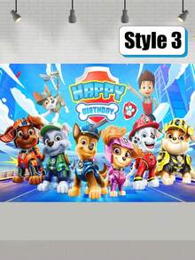 Paw Patrol Paw Patrol 1pc Paw Patrol Theme Photography Backdrop Cloth, Birthday Party Decoration Banner, Background Props, Atmosphere Background Cloth, Ceremony Background Cloth, Party Photo Banner