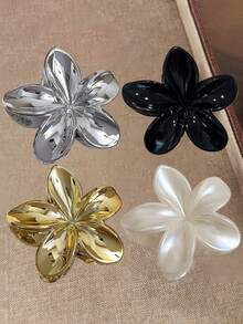 4个/1个 7.7厘米/3.03英寸 粉色、金色、银色、黑色、白色 花朵造型塑料发夹，优雅简约，百搭，适合日常、休闲、派对、海滩、马尾辫、发髻、洗脸、化妆等场合，是女士秋季、冬季和夏季的必备发饰。 - 彩色 - 查看 16