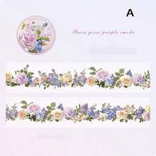 1pc Transparent PET Floral Decorative Tape, Floral Pattern Border Tape For Scrapbooking, Gardening Sticker DIY Tape, Suitable For Decorating Notebooks, Gifts, Christmas Presents