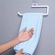 1pc No Drill Kitchen Paper Towel Holder, Toilet Paper Rack, Tissue Roll Hanger, Plastic Wrap Organizer, Dishcloth Holder, Wall Mounted Towel Bar, Kitchen & Bathroom Accessories