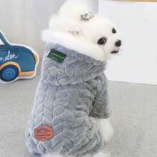 宠物服装，狗狗服饰，猫咪四足动物服装，英伦风四足动物双层抓绒服装，小动物服装，狗狗运动服，动物服装，流行欧美新款秋冬休闲牵引带帽宠物服装 - 黃色 - 查看 17