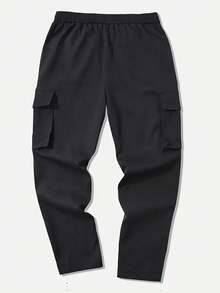 Men's Workwear Pants – Durable & Comfortable Utility Trousers With Multi Pockets, Breathable Fabric & Drawstring Design For Casual, Industrial & Seasonal Wear - 黑色 - 查看 2