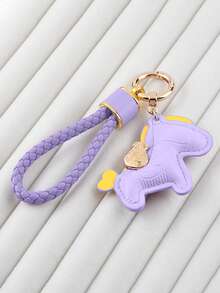 1 件皮革编织绳零钱包钥匙扣，优雅小吊坠配件，高端钱包链，创意可爱背包/汽车钥匙扣