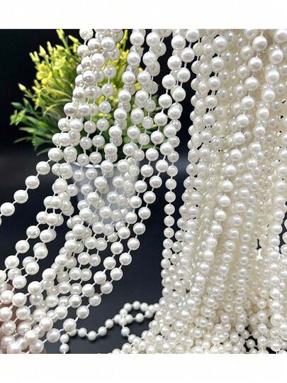 40ft Artificial White Pearl Beads String, Decorative Pearls Pearl Chain DIY Wedding Accessories Hair Accessories Wedding Centerpieces Wedding Decorations Holiday Celebration Party Decorations Rooms Home Decor Flower Decorations Home Gatherings Outdoor Garden Patio Tabletop Decor Tea Party Pre-Wedding Party Masquerade Party Home Porch Decor Hangings