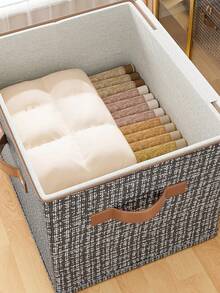 1pc Fabric Storage Organizer Box, Multi-Layer High Capacity Home Storage Basket, Wardrobe Storage Box - Multicolor - View 6