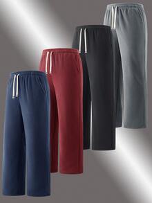 Men's Thermal Lined Outdoor Sports Pants, Comfortable Slim Fit Casual Loose Knit Elastic Cuff Sweatpants, Fall Clothes Winter Top Gift Picks For Husbands/Boyfriends This Fall And Winter