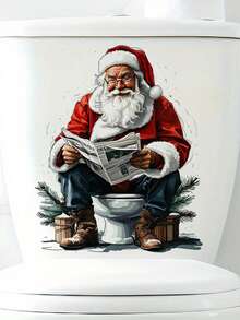 1pc Funny Santa Toilet Sticker Whimsical Santa Claus Toilet Lid Sticker PVC Self-Adhesive Toilet Lid Decal Christmas Festive Bathroom Decoration 9.84*11.81in/11.61*11.61in For Bathroom Toilet Cover Bedroom Living Room Dining Room Study Entrance Wall Decor Create A Christmas Holiday Atmosphere Make Room Decoration More Interesting Home Decor Christmas Decorations Wall Stickers Wall Sticker Stickers Christmas Decorations Home - Multicolor - View 12