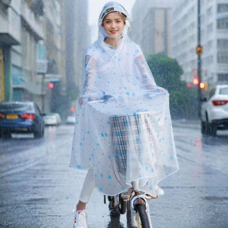 Płaszcz przeciwdeszczowy na rower, jednoczęściowy, zapewniający pełne pokrycie, lekki i łatwy w przechowywaniu, podwójny daszek skutecznie zapobiega deszczowi, odpowiedni dla nastolatków i dorosłych