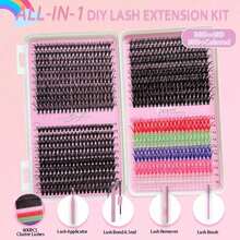 800pcs Colorful DIY Lash Extensions Kit, 8 Styles 30D+40D+50D+Colored Fluffy Individual Cluster, D Curl Volume Dramatic Eyelash Extensions 9-18mm Mixed Tray, Bulk Personal Lash Extensions With Lash Bond & Seal And Lash Tweezer DIY At Home, Suitable For Daily Makeup And Role Play, Reusable