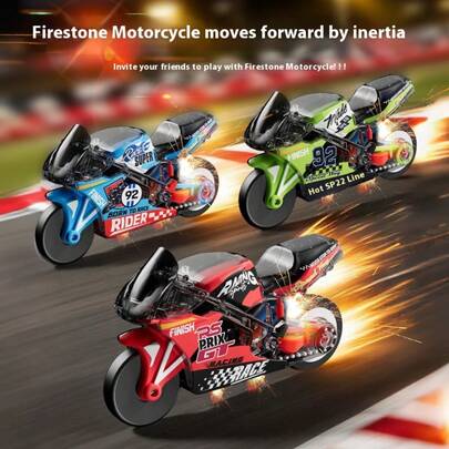 1pc 2025 New Inertial Motorcycle Stunt Realistic Key Chain With Spark Effect, Toy For Boys, Children Motorcycle Toy, Children Racing Car Toy, Children's Birthday Gift
