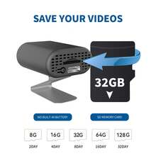 1个迷你方形高清隐藏式无线摄像头，带支架，便携式高清保姆摄像头 - 支持WiFi、夜视、移动侦测、USB接口、远程手机查看、安装简便，适用于家庭和办公室安全监控（无需电池，可通过USB连接） - 黑色 - 查看 10