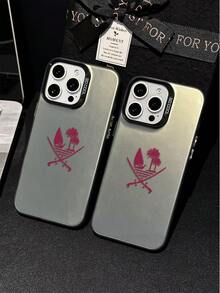 1 pieza Funda protectora de teléfono de piel de oveja gris suave, resistente a huellas dactilares y con absorción de golpes, compatible con iPhone11/12/13/14/15/16/16e, /Galaxy/Redmi/OPPO/Vivo/Infinix, diseño de pasaporte de Qatar, Oriente Medio