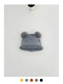 Cute Cat Ear Plush Hat, Thick Warm Ear Protection, Korean Sweet Makeup, Versatile Knit Cap, Autumn/Winter; Sweet Cute Cat Ear Plush Knit Hat, Warm, Versatile, Small Logo Knit Hat; Sweet Cute Cat Ear Plush Knit Hat, Warm, Versatile, Small Logo Knit Cap, Autumn/Winter