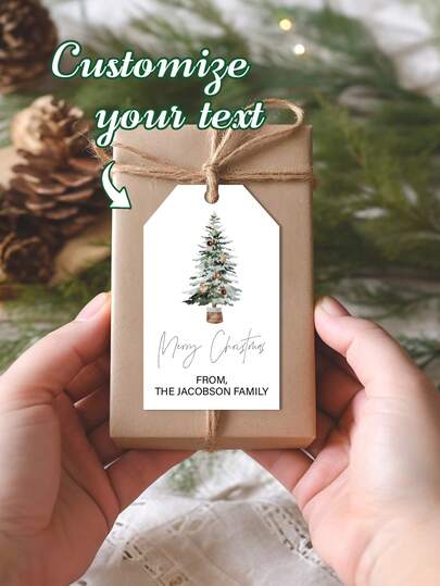 36pc Personalized Christmas Gift Tags, Printed Holiday Gift Tag, Gift Labels, Gift Tags, Custom Name Tags, Gift Package Name Tag