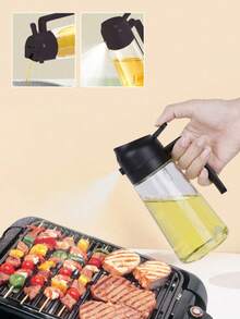 1pc 470ml Kitchen Reusable Oil Sprayer Bottle, High Pressure Oil Mister Dispenser, Glass Oil Sprayer Bottle For Cooking, Baking, Salad, Grilling, Kitchen Tool (Random Style & Color)
