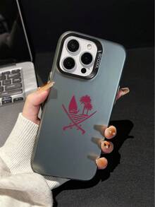 1 pieza Funda protectora de teléfono de piel de oveja gris suave, resistente a huellas dactilares y con absorción de golpes, compatible con iPhone11/12/13/14/15/16/16e, /Galaxy/Redmi/OPPO/Vivo/Infinix, diseño de pasaporte de Qatar, Oriente Medio