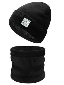 三件套针织帽、围巾和触屏手套，保暖内衬，冬季保暖配件