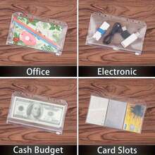 6/12个A7/A6/A5透明塑料现金信封，带弹性封口 - 耐用、可重复使用的现金整理袋，适用于礼品、小型企业、办公室和学校，适合储蓄计划、双周储蓄、10000美元储蓄和储蓄策略。