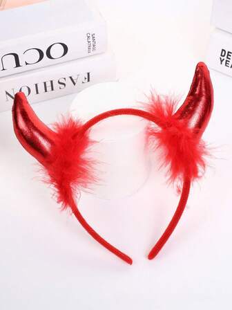 1pc Halloween Horns Headband (Handmade Feather Needs Glue, Perfectionists Beware)