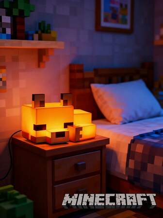  1pc Pixel Style Fox Game Light, Minecraft Pat Light, LED Stackable Cartoon Light, LED Night Light, Decorative Environment Light, Sleep Companion Night Light, Rechargeable Night Light, Creative Mining Light Pendant, Fashionable New Creative Light, Ideal Choice For Decoration, Home Theater, Room Decoration, Perfect Gift, Christmas Gift