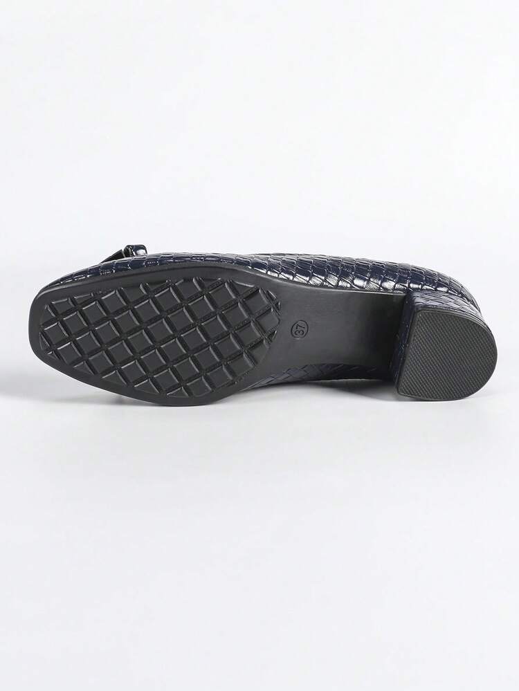 方头舒适粗跟软底工作鞋 - 藏蓝色 - 查看 10