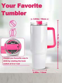 40 Oz Tumbler With Handle And Straw, 100% Leakproof Insulated Tumbler With Lid And Flexible SoftSip Straw, Cup Holder Friendly Insulated Stainless Steel Travel Mug For Iced Coffee, Tea, Hot And Cold Drink - Tay cầm màu trắng + hồng - Xem 4