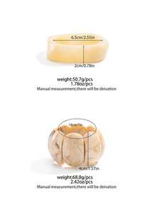 1 قطعة سوار راتنجي أنيق بطراز رجعي مبالغ فيه، مجوهرات سميكة بسيطة، سوار بأسلوب بوهيمي للعطلات، مناسب للاستخدام اليومي للنساء وديكورات الحفلات المختلفة، وديكورات العطلات