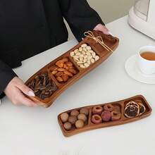 Cabin Kangaroo 1 件多功能木制零食托盘，3/4 隔层设计，可分隔零食、饼干、干果、糖果、家居装饰亮点、客厅咖啡桌、派对用品、礼物选择、家居装饰场景、客厅咖啡桌装饰、派对场合、送礼场景