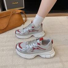 Red Niche Chunky Sneakers For Women, 2025 Summer New Versatile Student Campus Style Lightweight Casual Shoes, - Red - View 4