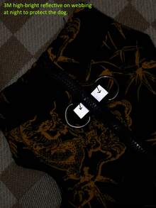 1pc Black Background Golden Dragon Totem Print Gourd Quilted Cotton Dog Coat With Back Zipper, Washable Pet Jacket Suitable For Large, Medium And Small Dogs, For Indoor Or Outdoor Wear