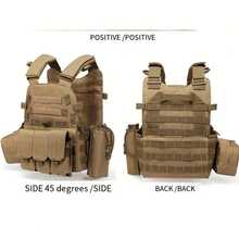 1Parts Mini Model Multifunctional Outdoor Training Vest - Molle System, Adjustable And Can Be Used For CS Gaming, Hiking And Fishing, Durable Polyester, All Season Clothing Vest Men Multifunctional Lightweight Training Vest Black Outdoor CS Field Equipment Tactical Vest Outdoor Camping Vest - Multicolor - View 1