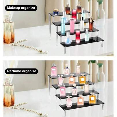 Acrylic Display Stand For Collectibles, Blind Box, Figurines, Transparent Tiered Display Rack For Desk, Multi-Layer Display Stand For Toys, Jewelry, Cosmetics, Perfume