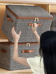1pc Fabric Storage Organizer Box, Multi-Layer High Capacity Home Storage Basket, Wardrobe Storage Box - Multicolor - View 8