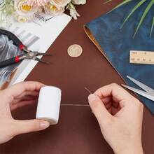 Hilo de encerado, 160m/rollo, hilo de poliéster duradero, hilo para pulseras, manualidades DIY, pulseras y collares, adecuado para coser, reparar y manualidades (blanco) (0.45mm) - Blanco - Ver 6