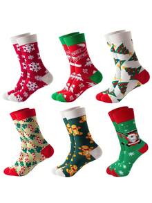 1/3/6 أزواج جوارب فستان ملونة بأنماط، جوارب طاقم عصرية مبتكرة للاستخدام اليومي، هدية عيد الميلاد للجنسين