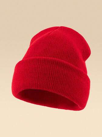 1pc Outdoor Warm Solid Color Knit Visor Beanie Hat, Suitable For Daily Wear And Skiing Fall Outfit