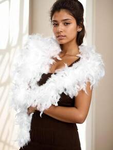 1 Piece Feather Scarf (Pink, White, Black), 2-Meter Fancy Dress And Craft Party Accessories, Suitable For Female Dancers, Weddings, Masquerade Balls, Halloween. It Is An Excellent Choice For Gifting, Parties, Makeup, Stage Performances And Photography, And Can Be Used For Dance Wedding Dresses And Halloween Costume Decoration