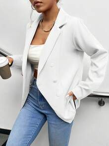 A&DD MODA, REF: 173 Women's Blazer Elegant Fitted Modern Social Formal Casual Sophisticated Tailoring Premium Fabric Versatile Comfortable Work Style Party Everyday Classic Perfect Cut Refined Look Contemporary Look Blogger Charming Quality Superior Finish ✨ - 白色 - 查看 3